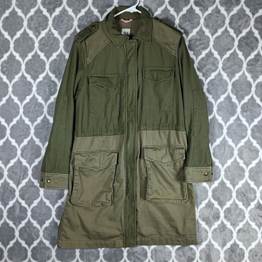 GAP Jacket Womens Small Green Utility Field Parka‎ Coat Cotton Military Style